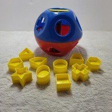 Vtg Tupperware SHAPE-O-BALL Kids Education Sort Toy x 10 Puzzle Blocks Complete