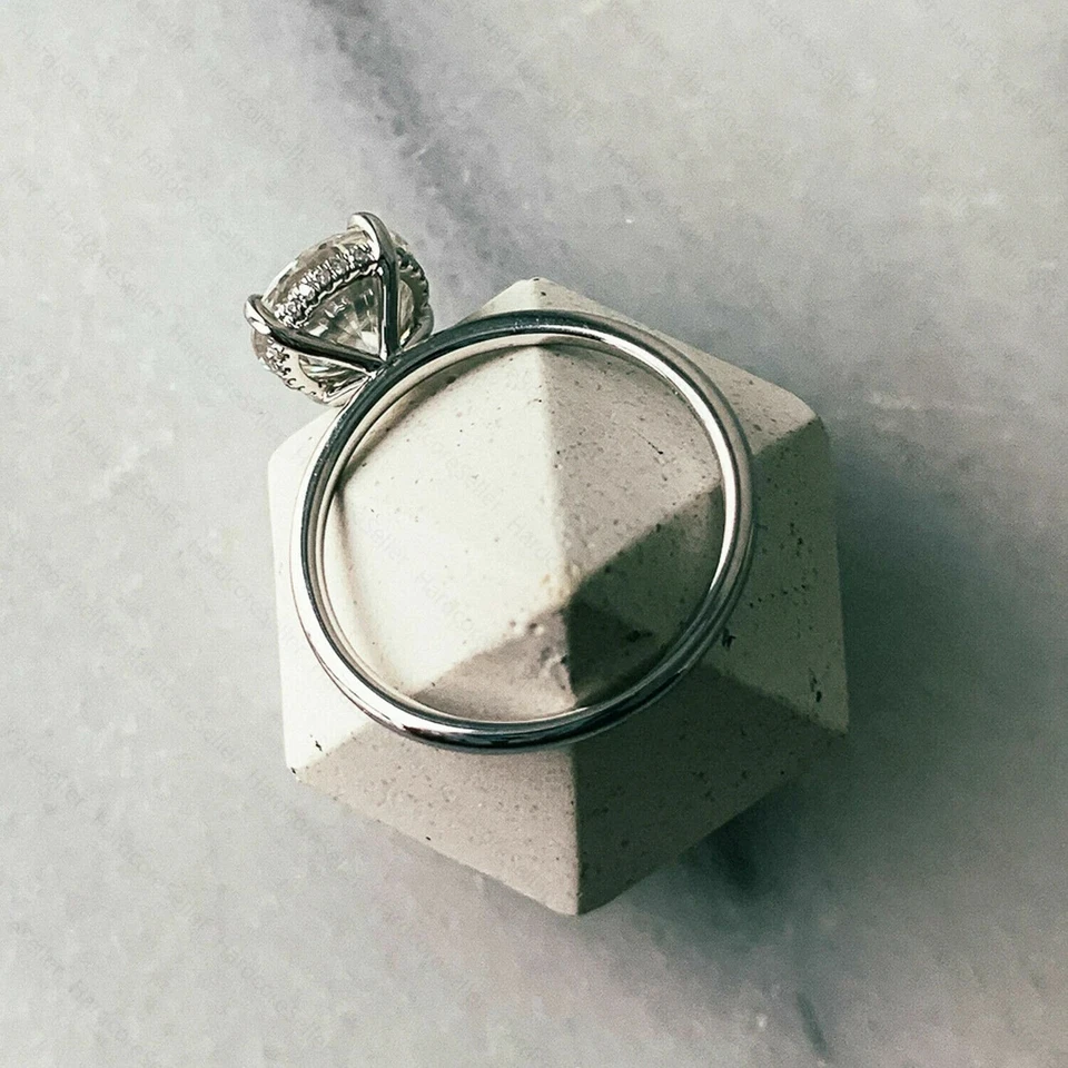 14K White Gold Plated 2.05 tcw Round Cut Moissanite Engagement Ring - Image 3 of 4