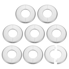 8pcs Wall Split Flange 51mm/2" Self-Adhesive Plumbing Cover Plates Silver