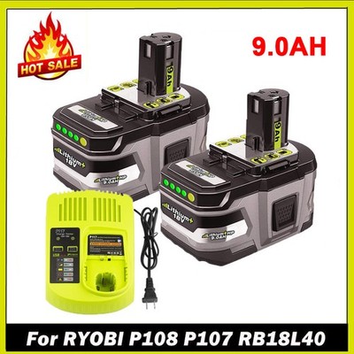 PACK 9.0Ah 18V Lithium-Ion For RYOBI P108 P107 One Plus High Capacity Battery