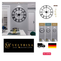 Haitang Wanduhr Rund 40 Cm Schwarz Vintage-Stil GeräUschlos Batteriebetrieben