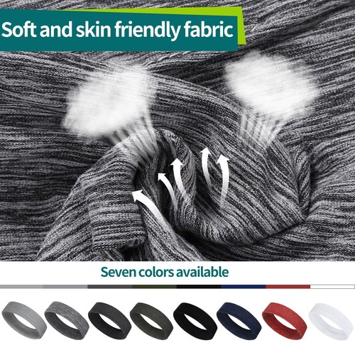 PAOFUPOS 8 Pack Sport Headbands for Men & Women, Elastic Soft Multi-color  - Picture 5 of 7