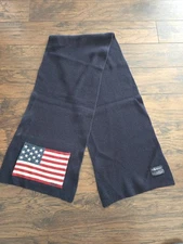 Polo Ralph Lauren American Flag Motif 100% Lambswool Scarf Navy