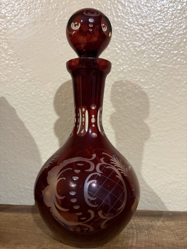 Egermann bohemian ruby red flashed glass decanter Czech Republic