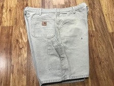 MENS 40 - Vtg Carhartt B25 Washed Duck Work Shorts 8.5" Desert Grey Made Mexico