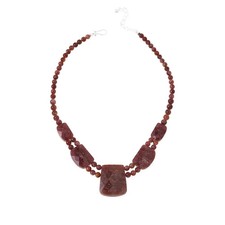 Jay King Strawberry Quartzite Sterling Silver Necklace Pink Nigeria .925