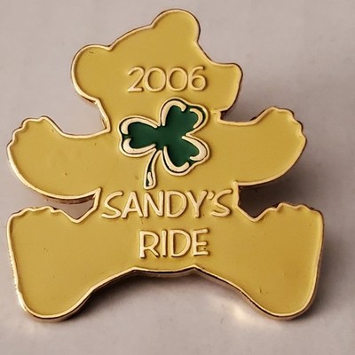 Motorcycle Biker Vest Pin Sandy's Ride Yellow Bear St. Patrick's Run 2006