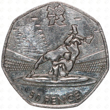 2011 Great Britain Elizabeth II 50 Pence Coin – London 2012 Wrestling