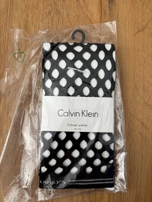 NEU Calvin Klein Fishnet Ankle Socken One Size / OS Netzstümpfe Schwarz
