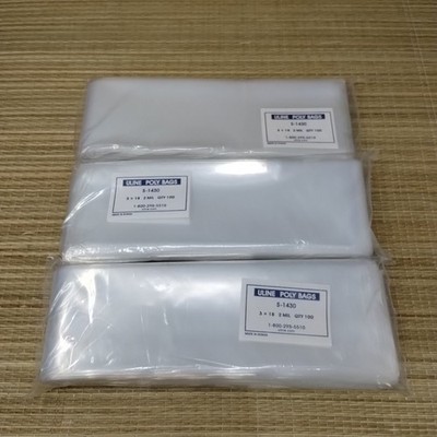300 3'' x 18'' Clear Plastic Bags 2 Mil Uline S-1430 Sealed New