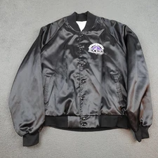Vintage Colorado Rockies Chalk Line Jacket Mens XL Black Satin Bomber 90s