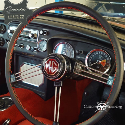 Custom Steering LTD Lenkrad-Bezug MG B 15,5'' 1968-1980 Schwarz Echtleder