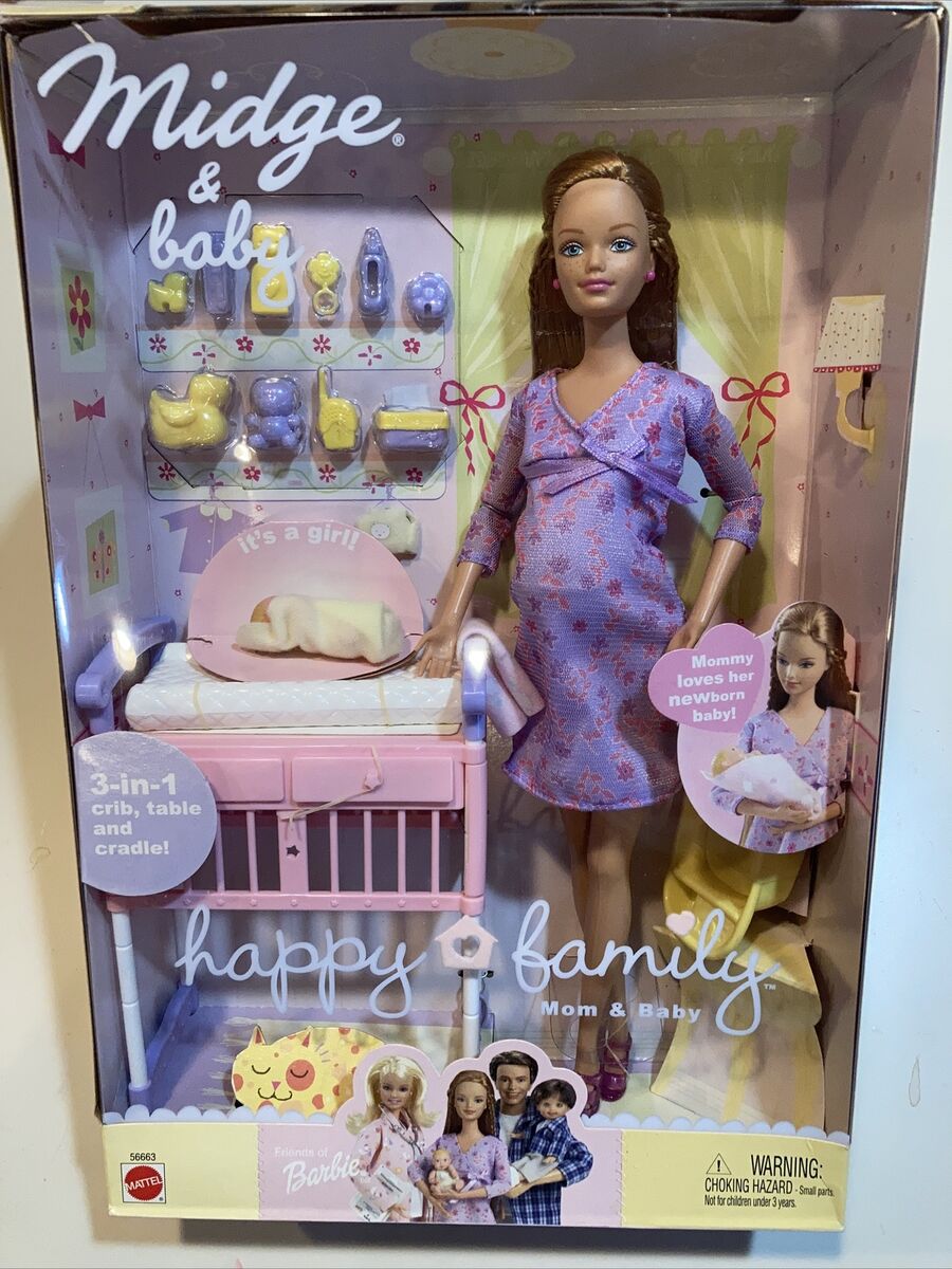 Barbie Happy Family mamma incinta Midge & Baby Senza scatola nuova con  culla 200