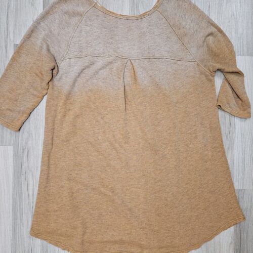 Free People Orange Ombre Terry Shirt Tunic Distressed Hem Oversized Large - Picture 7 of 8