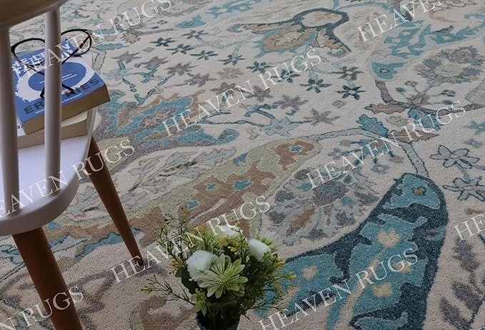 Alfombras tradicionales de lana Ikat blancas hechas a mano sin aranceles ni aranceles Foto 3 de 4