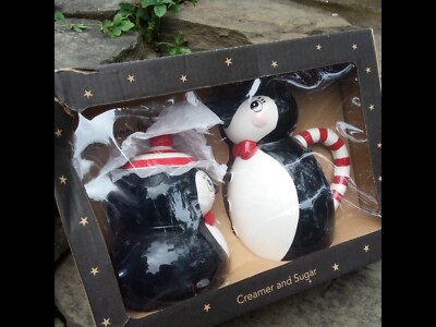 Johanna Parker Carnival Cottage Penguin Sugar Bowl and Creamer Set in Box