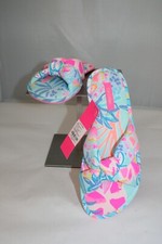 Lilly Pulitzer Pool Slipper Sea Glass AQ Rainforest Retreat Slippers Sz L/XL NEW