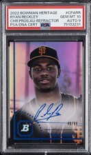 2022 BOWMAN HERITAGE CHROME PROSPECT AUTOS #CPARR RYAN RECKLEY /99 PSA 10 AUTO 9