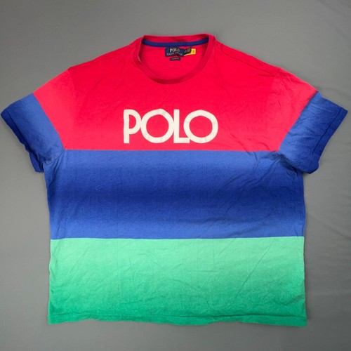 Polo Ralph Lauren Shirt Men XXL Red Multi Classic Fit Ombre Bold Striped