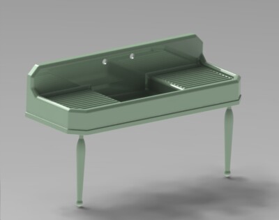 1/48 3D-Printed O-Scale Dollhouse RESIN Art Deco Kitchen Sink Dolled-UP 08S05