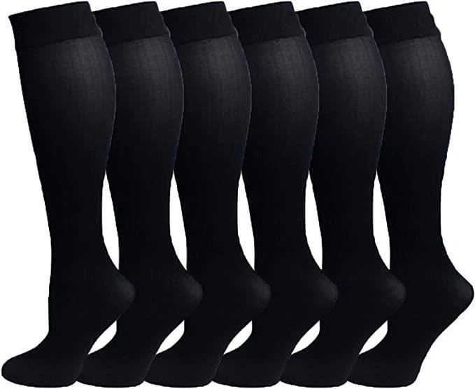 Dr. Motion Women's 6 Pair Pack Compression Socks Premium Cotton (Black)