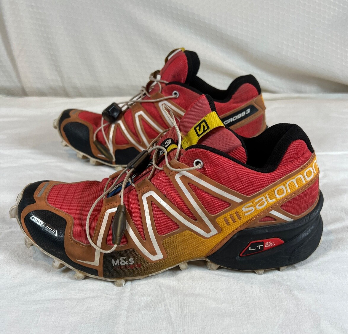 Womens 5.5 Salomon Speedcross 3 Climashield Ortholite Red Yellow