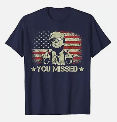 Trump Missed Me 45 47 Vance MAGA We Stand Shooting Never Surrender Fight T-Shirt