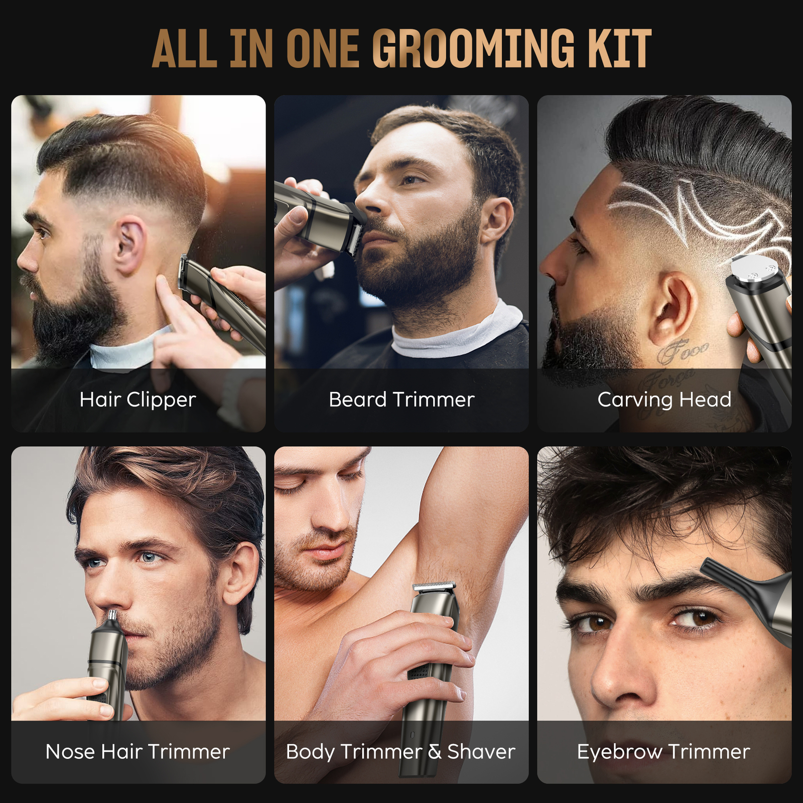SEJOY Electric Hair Clippers Mens Rechargeable Beard Trimmer Shaver Grooming Kit