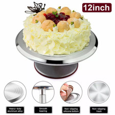 12" Revolving Cake Stand Decorating Icing Rotating Turntable Display Aluminium