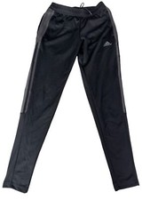 Adidas XS PrimeGreen Black Warm-Up Track Jogger Tapered Pants Stripes w/zipper