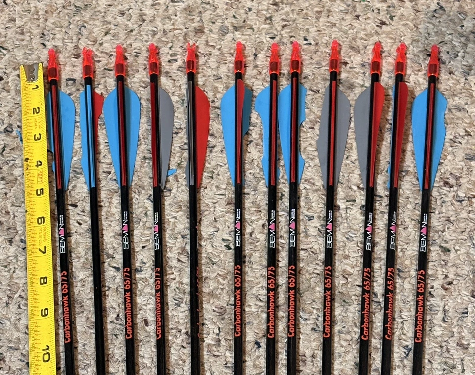 12- Beman CarbonHawk 65/75 Arrow Shafts w/nocks 1 Dozen No Tips Need Fletched - Image 4 of 4