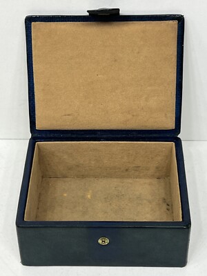 Boîte à Bijoux Ancienne En Cuir Véritable - Maroquinerie Italienne - Occasion Vintage