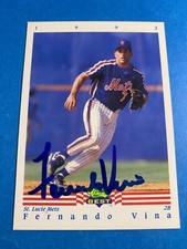 FERNANDO VINA 1992 CLASSIC BEST AUTO SIGNED NEW YORK METS BREWERS GOLD GLOVE RC