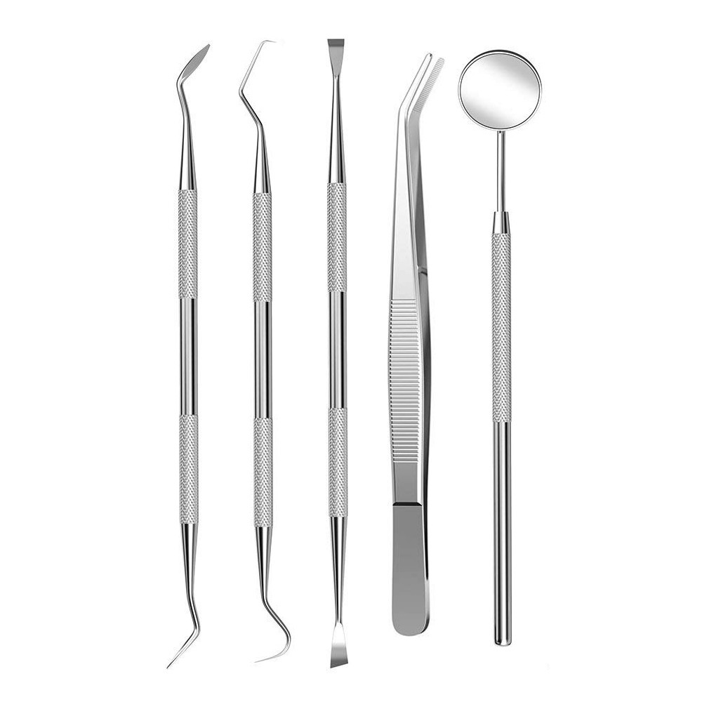 Dental Tools Set (5pc) Dental Mirror, Tarter Scraper, Dental Pick