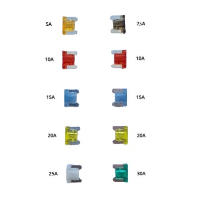 100x Niedrige Mini Sicherung Set Stecksicherungen KFZ Auto 5/7,5/10/15/20/25/30A