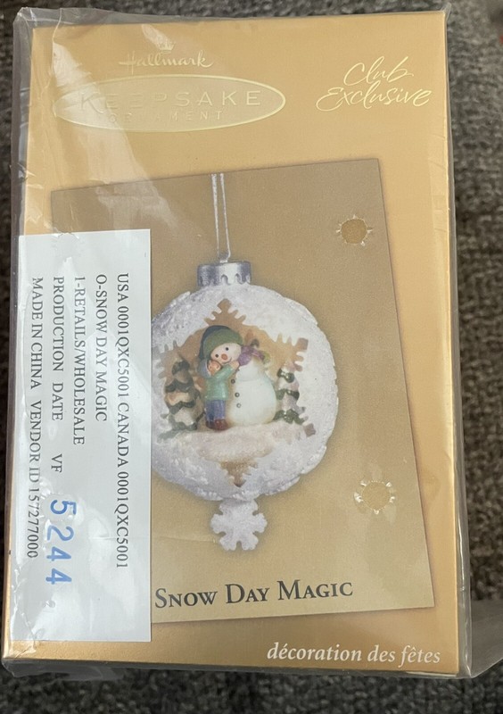 NEW, 2005 Hallmark Keepsake - Snow Day Magic Club Exclusive Ornament Sealed Box