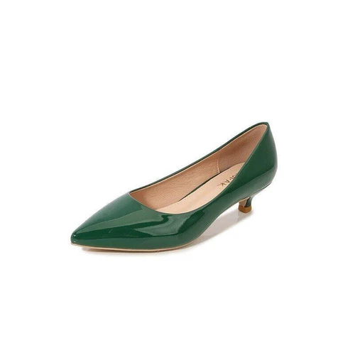 Fashion Womenss Low Kitten Heel Pumps Pointed Toe Slip On Work Office Shoes SZ - Picture 7 of 25