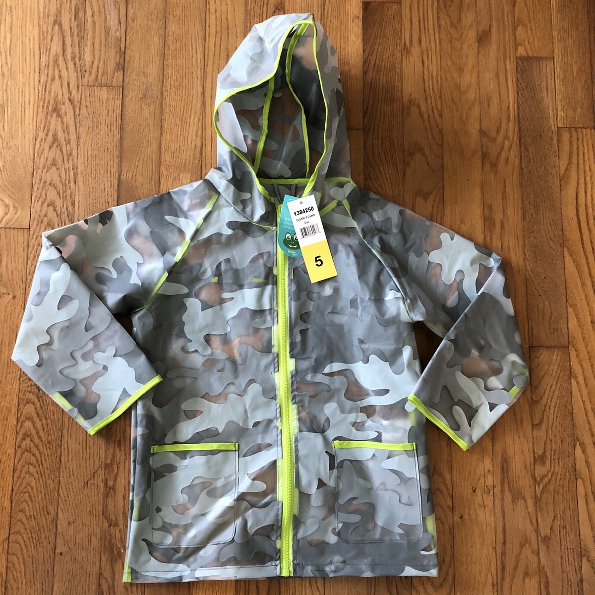 Western Chief Kids Unisex “Clearly Camo” Grey Rain Coat Jacket