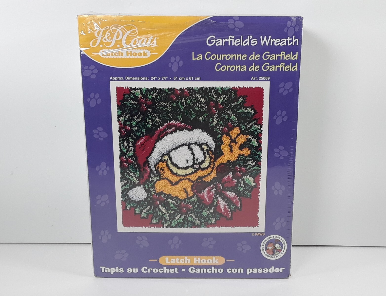 J & P Coats Latch Hook Kit Garfield's Wreath Christmas Garfield Cat for sale online eBay