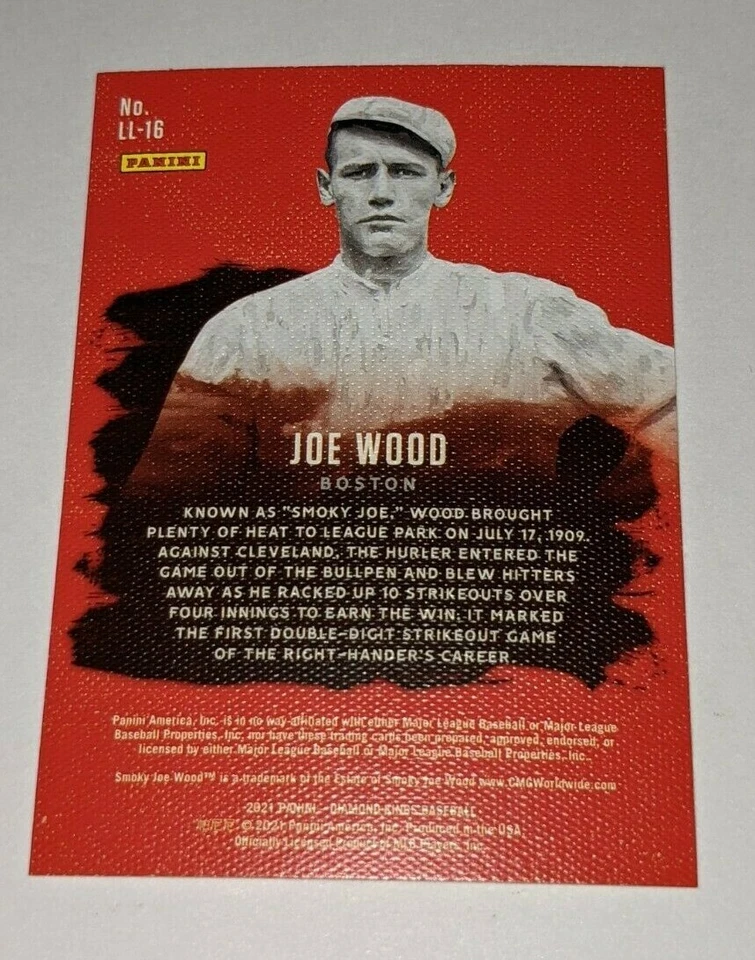 JOE WOOD 2021 PANINI DIAMOND KINGS LEGACY LITHOGRAPHS # 16 BOSTON RED SOX - Image 2 of 2