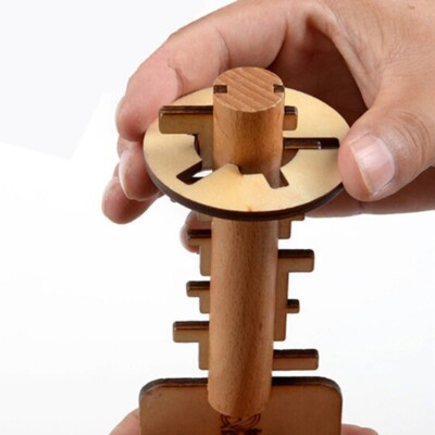 Wooden Toy Unlock Puzzle Key Classical Funny Kong Ming Lock Toys Educational Kid