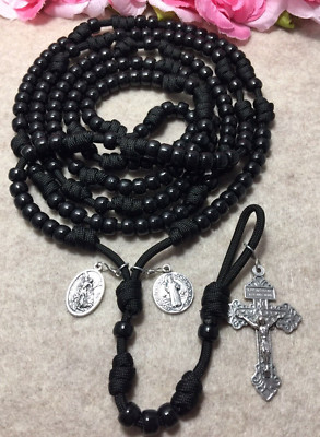 15 Decade Catholic Rosary- St Benedict & St Michael Medals- Handmade