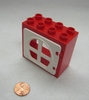 Lego Duplo Red & White Curved Window Pane Door Unit Building Block 2X4 Christmas