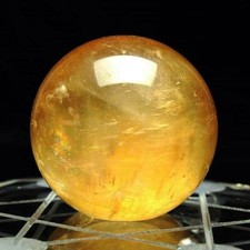 Gelbe natürliche Citrin Quarz Kristallkugel Kugel Heilung Edelstein Dekor 40mm,
