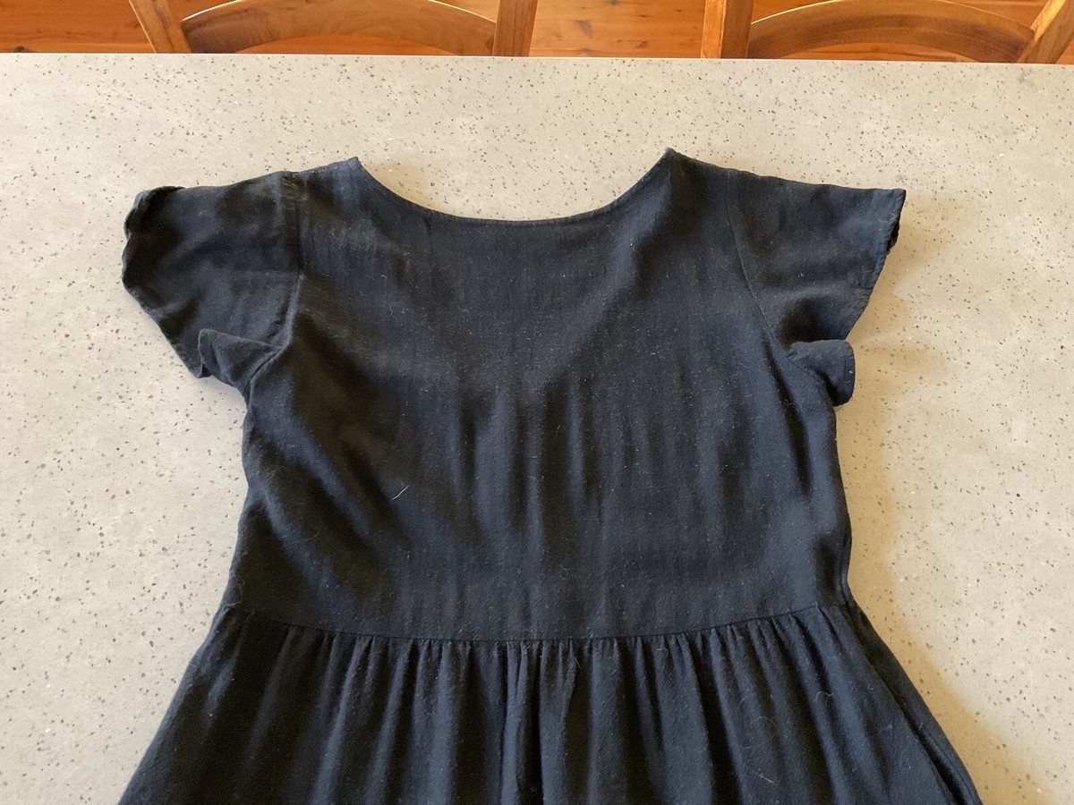 Yours Truly Women's Black Linen Tiered A Line Short Sleeve Dress Frock Size  8 | eBay Australia