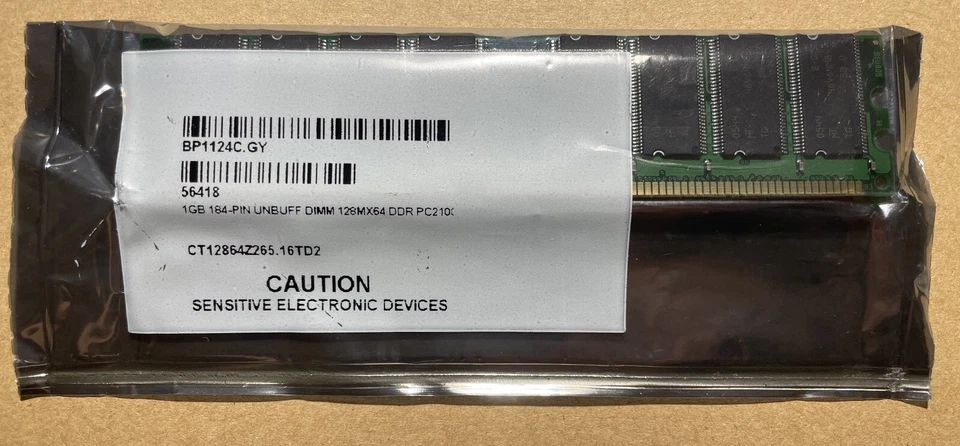 *NEW SEALED* MICRON CRUCIAL CT12864Z265 MT16VDDT12864AG-265DB DDR 266 1GB UDIMM - Image 2 of 2