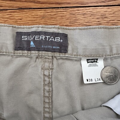 Vintage 90s Levi's Silvertab Baggy Khaki Cargo Pants Size 38x34