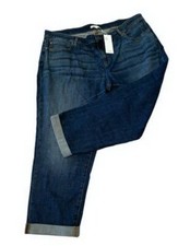 Eileen Fisher Aged Indigo Blue Organic Cotton Boyfriend Jeans Sz 24W 198