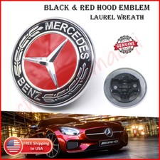 57mm Mercedes Benz Amg A B C E S Sl Slk Red Black Badge Hood Emblem A0008171701