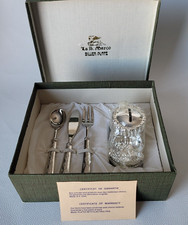 Vtg La S Marco Silver Plate Baby Child Christening cutlery  booty shoe bank